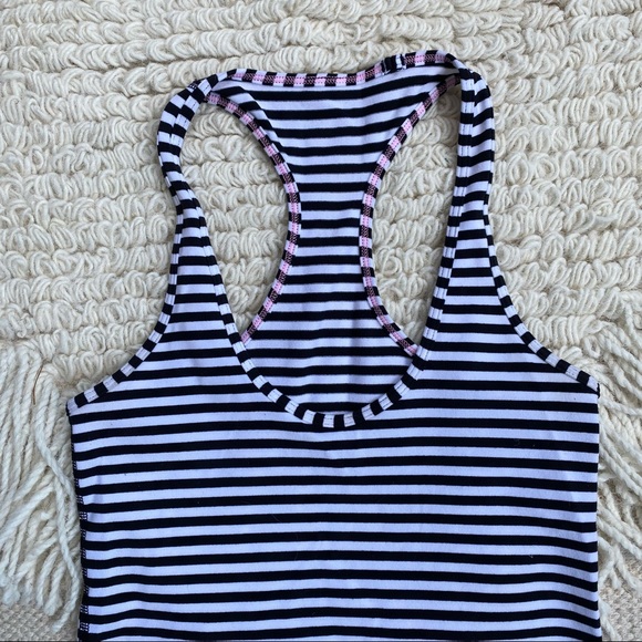 LULULEMON black and white Classic stripe Cool Racerback tank top 2 - Picture 2 of 9